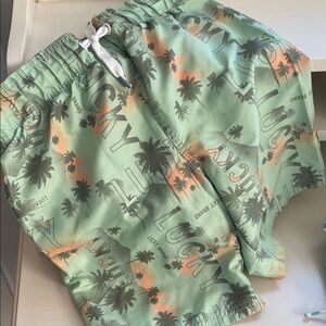 Lucky Brand Green Palm Tree Swim Shorts